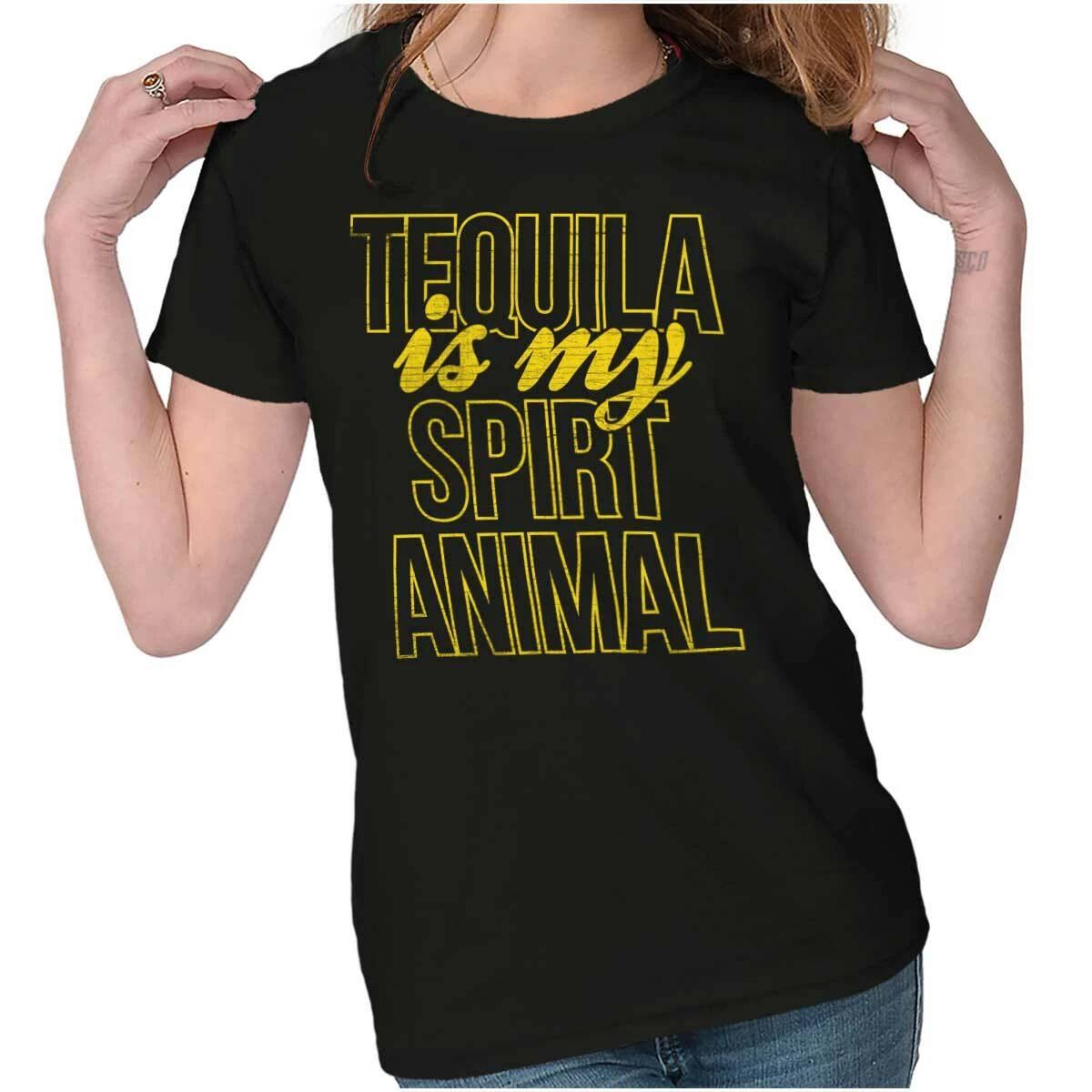 Funny Drunk Joke Tequila Is My Spirit Animal Womens Top Junior Graphic Tee XXXXL