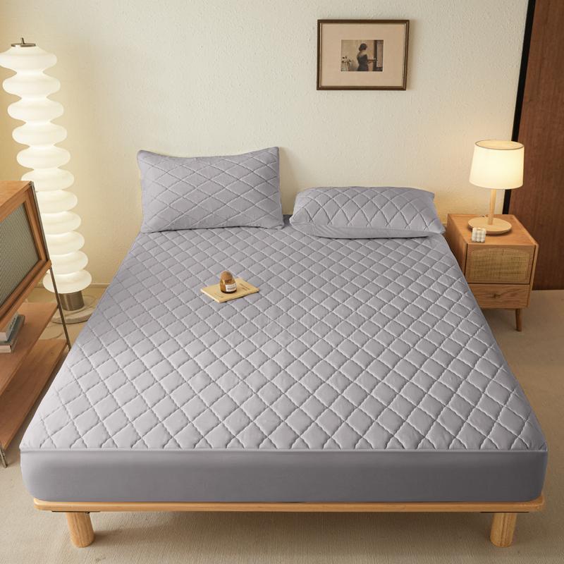 

1 Простыня на резинке водонепроницаемая ламинированная, однотонный чехол для кровати для спальни, постельные принадлежности(исключая наволочку) Waterproof Pillowcase светло-серый