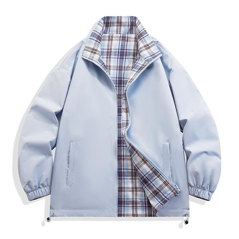 

Двусторонняя куртка для мужчин, весенне-осенняя повседневная универсальная куртка со стойкой S светло-синий