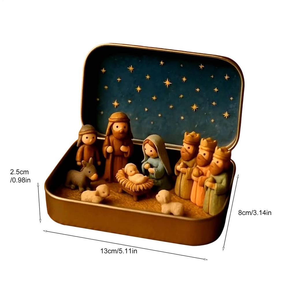 

Resin Nativity Scene Statue Jesus Acrylic Figurine Home Office Cafe Room Studio Table Ornament Christian Religion Decor