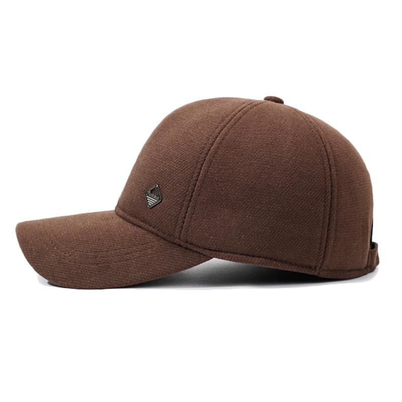 Men's Cap Autumn Winter Middle-Aged Thick Woolen Baseball Cap Windproof Ear Protection for The Elderly