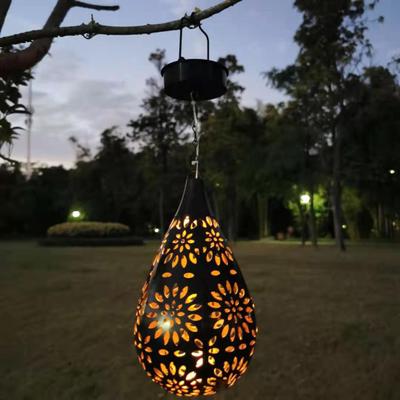 Outdoor Lantern IP44 Waterproof Light-control Hollowed-out Iron Art Solar Powered Decorative Projection Light Lamp for Yard