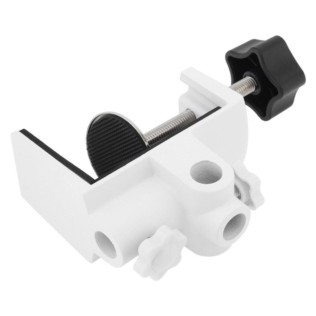 White Metal Universal Clamp Bracket - 1/2 Inch 4 Hole Table Mount for Magnifying Lamp, Microphone, Scissor Boom Arm & Desk Accessories