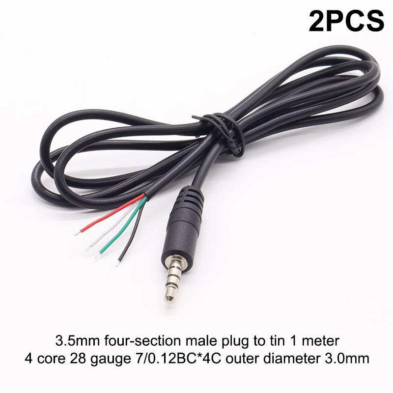 2 Adet 2,5 Mm 3,5 Mm 1/8'' Mono Stereo Erkek Dişi Fiş Jak Konektörü 2/3/4 Pin Aux Uzatma Kablosu Kendin Yap Ses Kulaklık Mikrofon Tamiri