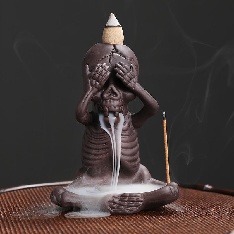 Original purple sand backflow incense burner Halloween gift, skull little ghost backflow incense incense burner ornament