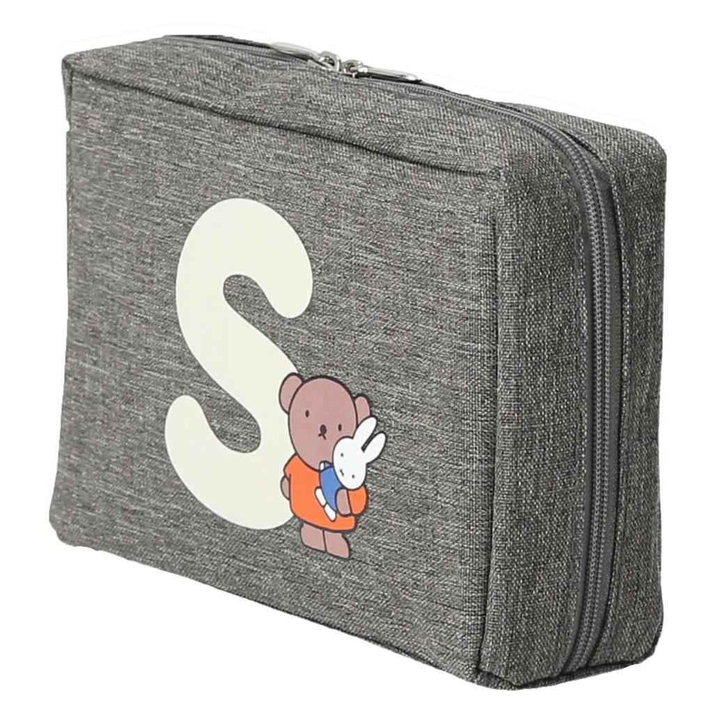Miffy Initial Pouch Gray W X 11cm H X 5cm D Women's (30601203) (30601204B) (Initial S) Approx. 16.5cm