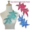4er-Pack 3D-Blumen-Pailletten-Applikation mit Strass-Glitzer-Perlen-Stickerei, Stoff-Spitzenbesatz für Hochzeit, Brautkleid, Kleid, Tasche, Kissen