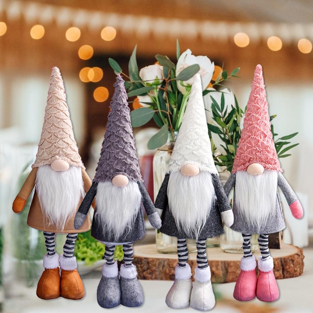 Christmas Gnome Plush Faceless Doll with Retractable Spring Legs Christmas Decorations For Home Desktop Ornament New Year Gift