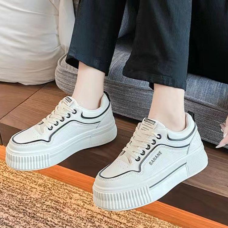 Thick-soled Heightening Little White Shoes Children's Spring and Autumn New Ins Trendy Thick-soled Versatile Casual Student Board Shoes