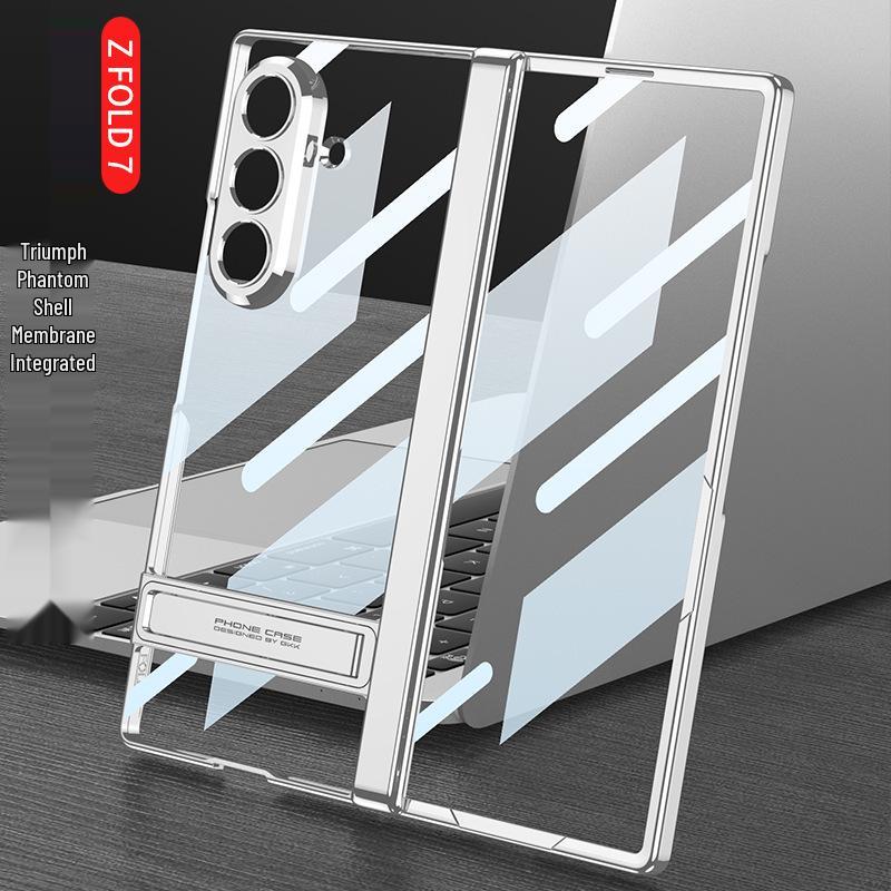 Samsung Z Fold7 Magnetic Hinge Case - Transparent Protective Cover with Triumph Stand