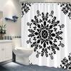 1Pc Black Floral Snowflake Pattern Shower Curtain - Polyester Fabric, Machine Washable, Suitable For Bathroom Decoration