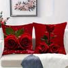 1/4pcs must-have for Valentine's Day!The red rose pattern is super romantic pillowcase, which warms up the room decoration for lovers with love