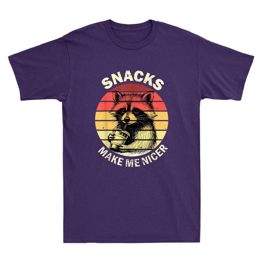 Snacks Make Me Nicer Funny Raccoon Animal Sarcastic Quote Vintage Unisex's T-Shirt