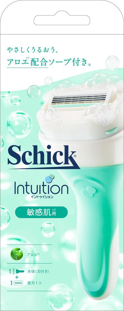 Schick Intuition Sensitive Skin Holder (with Blade + 1 Replacement Blade) Razor Women Green