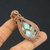 Copper Larimar Pendant Gemstone Handmade Jewelry, 999 Copper Wire Wrapped Pendant, Gift For Wife Jewelry