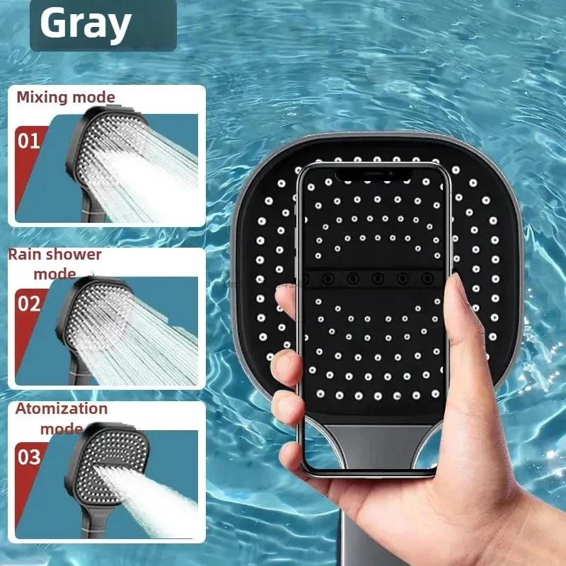3-Modes High Pressure Shower Head Water Saving Shower Heads Adjustable Water Massage Sprayer Home Bathroom Accessories