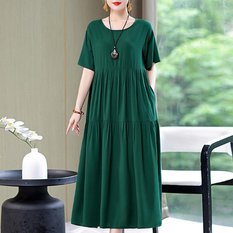 Damenkleid, Sommer, Vintage-Kleidung, lässig, kurzärmelig, langes Kleid für Damen, Sommer-Outfit