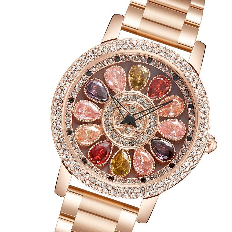 Fashion Rotatable Dial Women's Watch Colorful Rhinestone Diamond Stylish Casual Elegant Lady Watches Waterproof Wristwatch