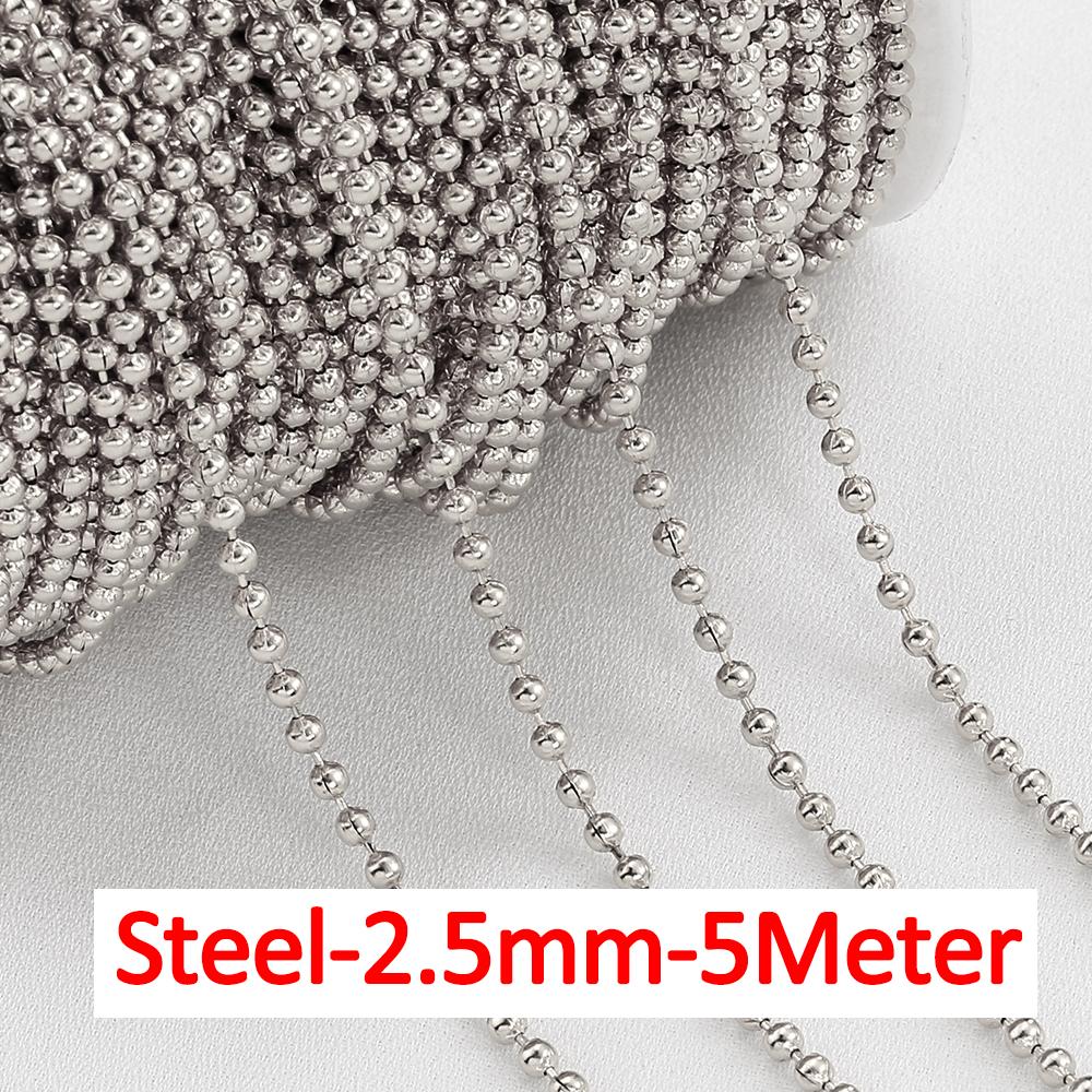 5 Meter 2 Meter Edelstahl Kugelkette Perlenketten für Armband Halskette DIY Schmuckherstellung Zubehör Großhandel