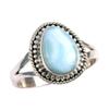 Natural Republic Larimar Gemstone 925 Sterling Silver Jewelry Ring Size 8.5 I2k62