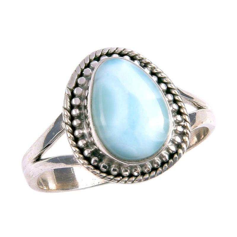 Natural Republic Larimar Gemstone 925 Sterling Silver Jewelry Ring Size 8.5 I2k62