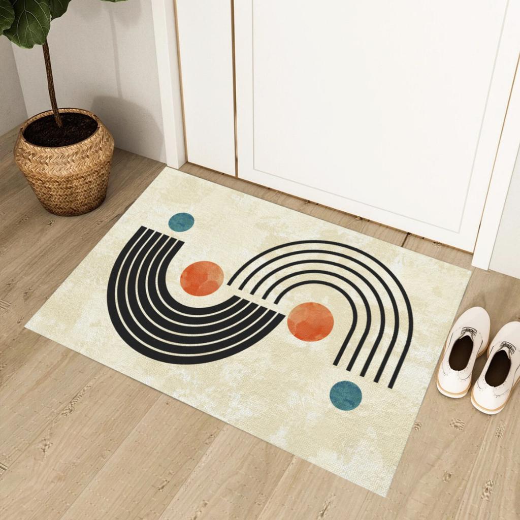 Minimalist Nordic Style Carpet Porch Living Room Entrance Door Mat Abstract Geometric Lines Bedroom Decoration Rug
