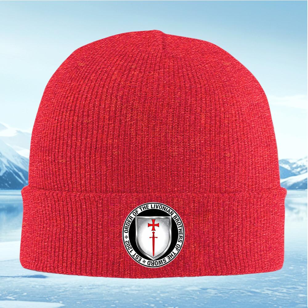 

Крест меч щит Ливонский орден Братьев Мужчины Женщины Унисекс Вязаная шапка Бини Шапка-колпак Зимняя Теплая Рождественская На открытом воздухе