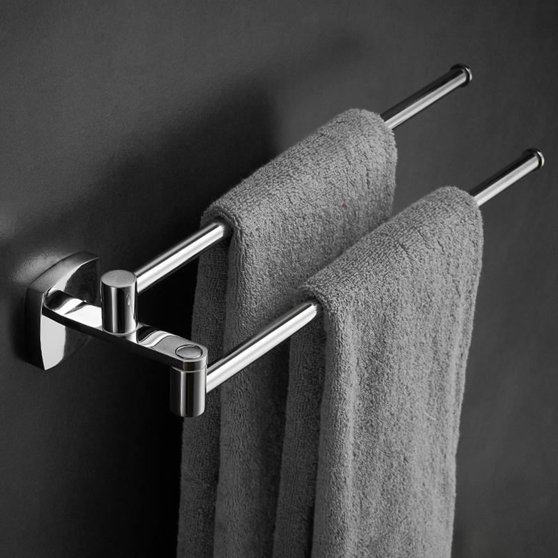 Stainless Steel Bathroom Towel Rack Nail Free Toilet Towel Bar Multifunctional Folding Shower Storage Rack Chrome Towel Ring
