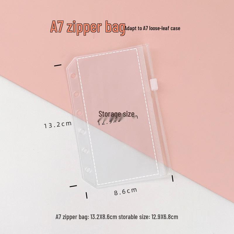 Korean Style A7M5 Glitter Transparent Planner - 5-Hole PVC Loose-Leaf Notebook with Inner Pocket