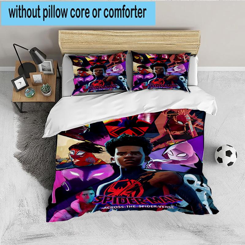 Into The Spider-verse 3-teiliges Bettwäsche-Set, Ideal für 1 Bettbezug und 2 Kissenbezüge, Perfekt als Geschenk für Fans, Ideal für Schlafzimmer, Studentenwohnheim
