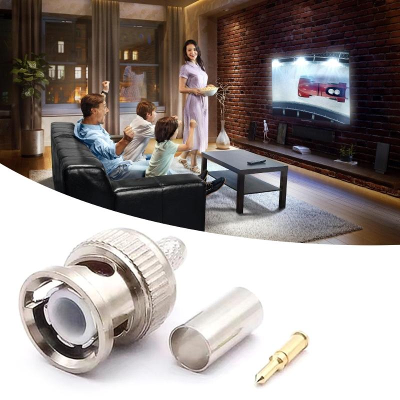 5 Pack/10 Pack BNC Male Crimp Connector 50Ohm Connector for RG58 RG59 Low Loss Coax Cable BNC Type Solder Converter