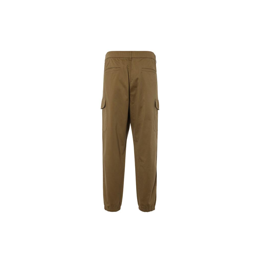 UNIQLO Solid Color Elastic Waist Multi Pocket Casual Work Pants Men pants Light-Brown 462318-35