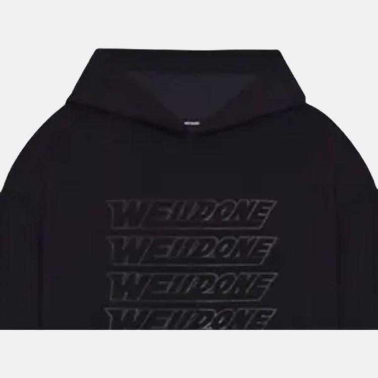 WE11DONE Ss22 Gel Print Water-Resistant Hooded Sweatshirt Unisex Sweatshirt Black WD-TH1-22-687-U-BK