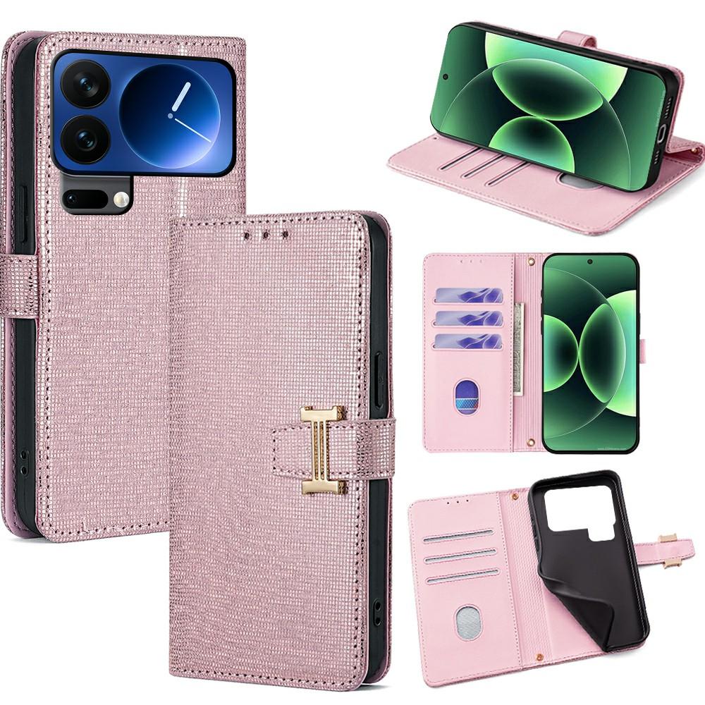 For Xiaomi 17 Pro Max Case Metal I-Buckle PU Leather Wallet Phone Cover