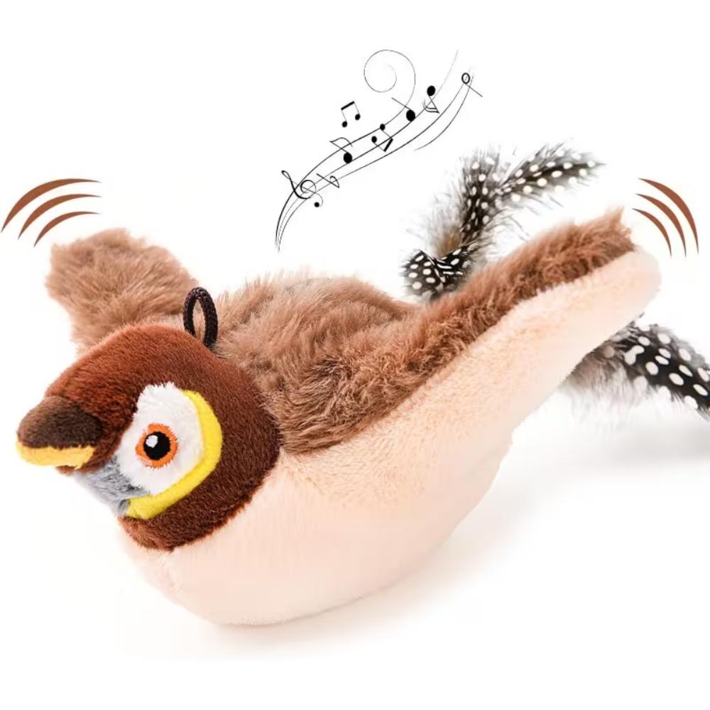 Jouets de charge et tactiles amovibles, interaction en vol avec battement d'ailes automatique, jouets simulés d'oiseau moineau pour chat