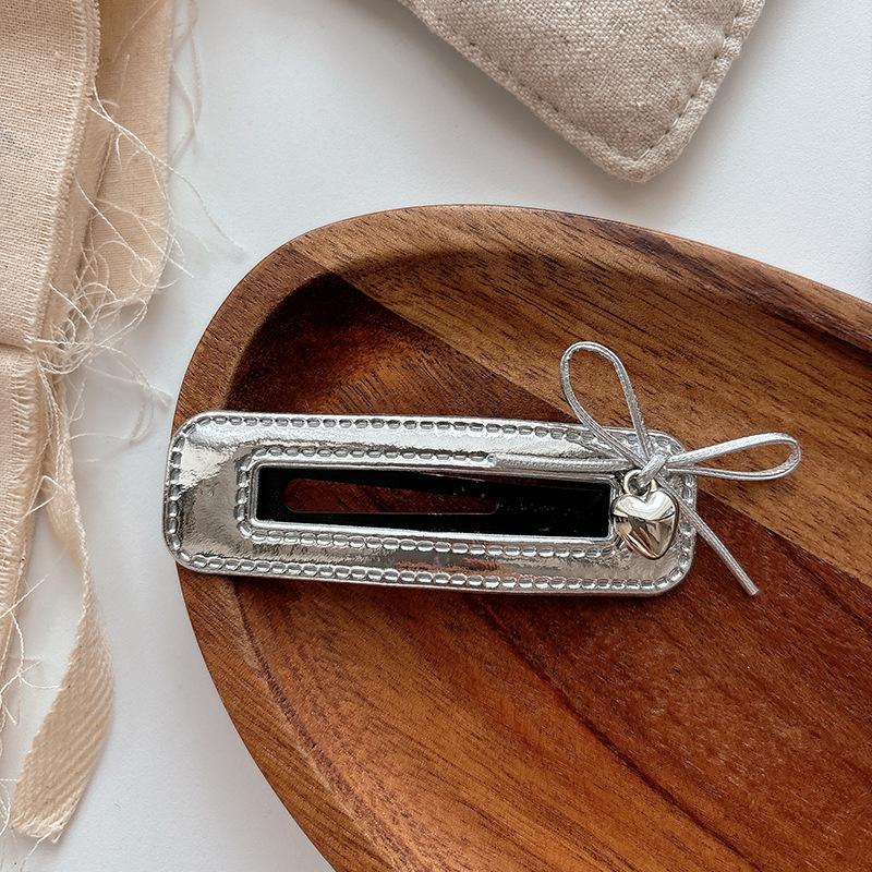 1 Stück Silber Leder BB Clip Schleife Pony Seitenclip Haarspangen Kinder Haarnadeln Kinder Kopfschmuck Haarspangen Mädchen Haaraccessoires