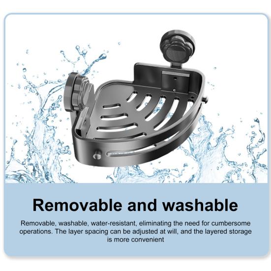 1/3Pcs Bathroom Corner Storage Rack Shampoo Holder Strong Load-bearing Large Capacity Lotion Storage Holder with Suction Cup