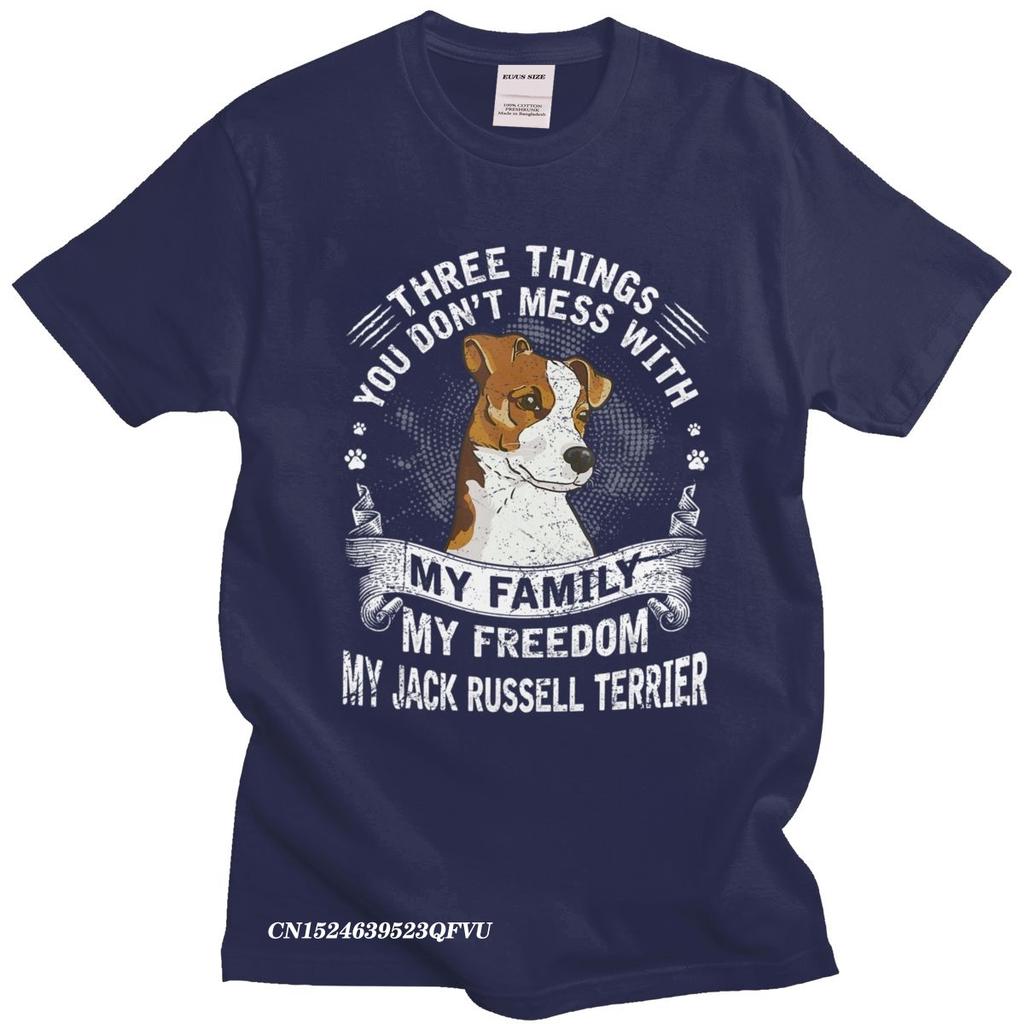 Retro Jack Russell Terrier Tshirt Three Things You Dont Mess With Oversized Cotton TShirt Aesthetic Dog Owner Camisa Tee Shirt