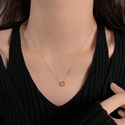 Kettingen Zon en Maan Ketting Dames Licht Luxe Niche Ins voor Dames Bedeltjes Mode Vintage Hanger Sieraden
