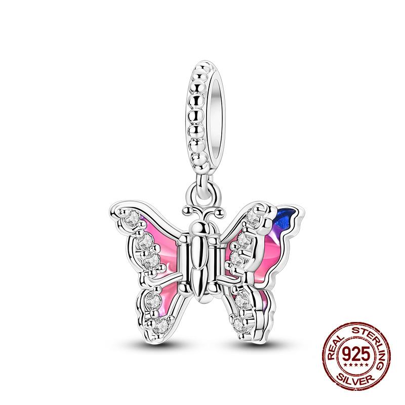 Compatible With 3MM Authentic Bracelets copper Colorful Dragonfly Flower Gem Butterfly Charm Bead Charms Bead Charms Fine Do It Yourself Jewellery Mak