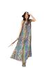 Women's Summer Seaside Floral Maxi Dress - Spaghetti Straps, French Retro Style