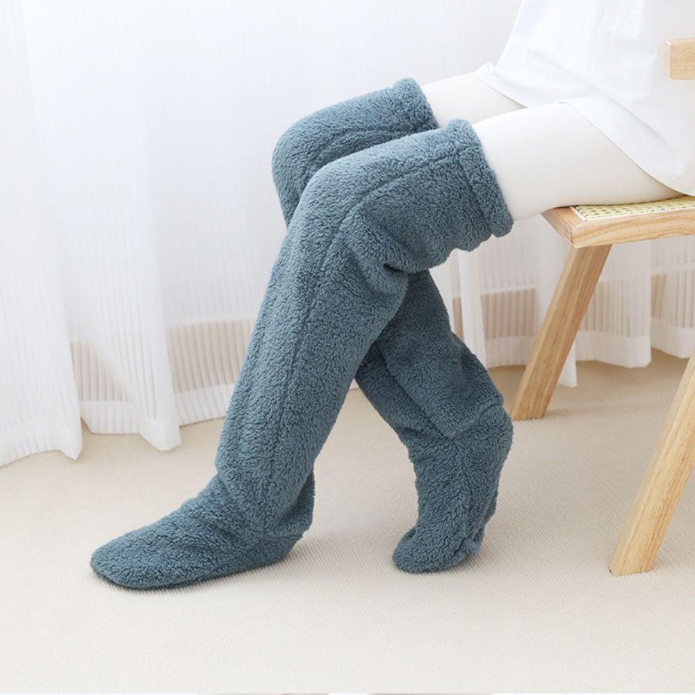 

Soft Stockings Coral Fleece Leg Warmer Portable Long Socks темно-коричневого кольору