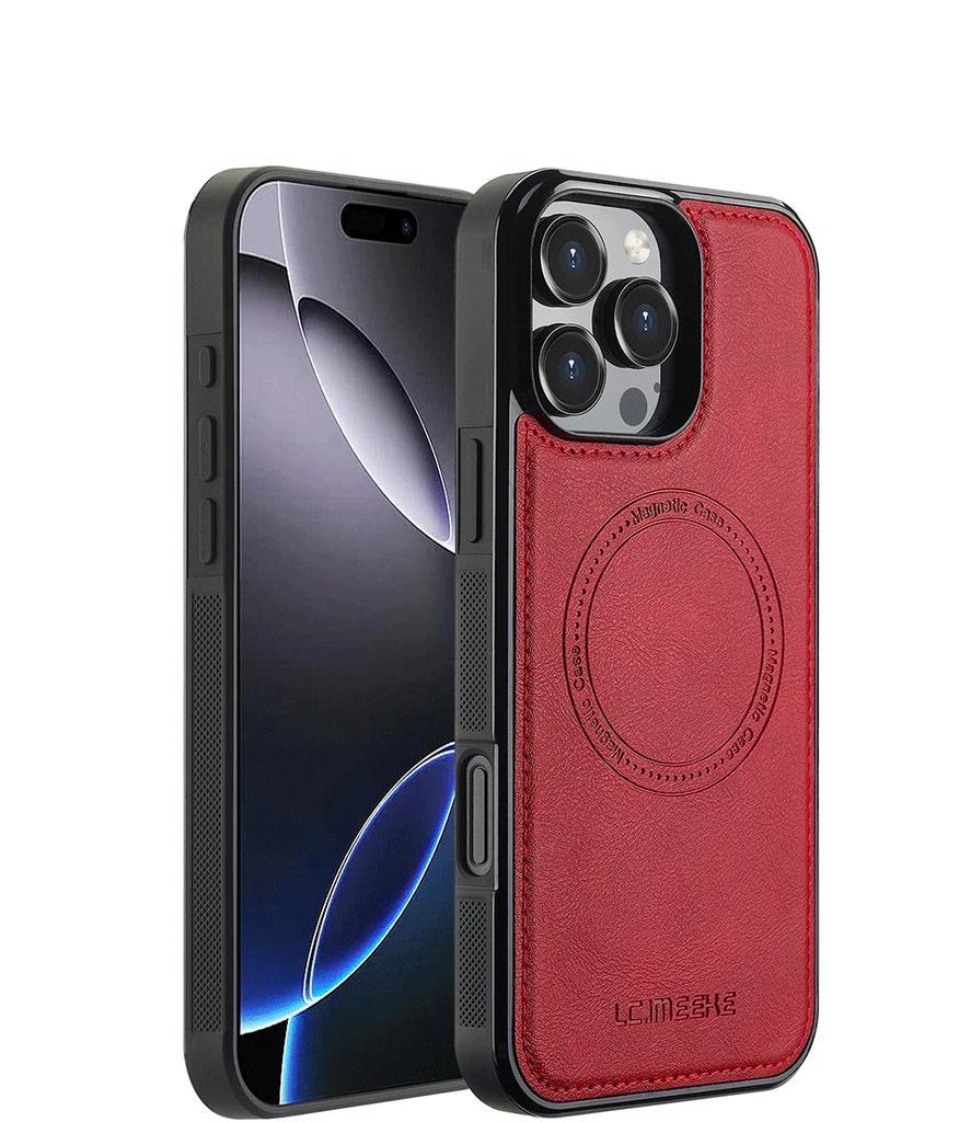 Leather Magnetic Phone Case for iPhone 17 Air 16 15 14 13 12 Pro 11 XS Max XR 8 7 Plus SE 17E 16E Wireless Charging Cover Etui