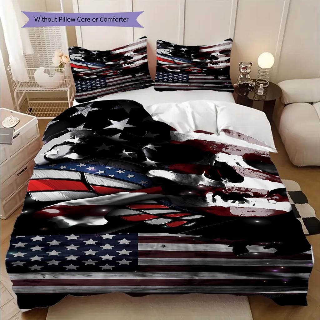 Artistic American Flag Bedding, Duvet Cover, Pillowcase, Home Decoration, Birthday Gift (1 * Duvet Cover+2 * Pillowcase, Coreless)