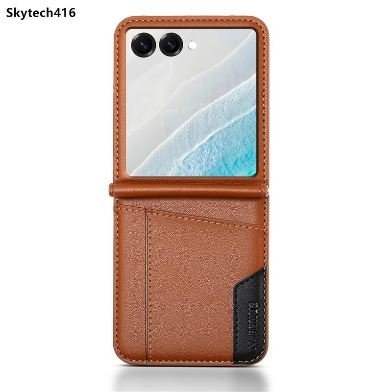For Samsung Galaxy Z Flip 3 4 5 6 7 Leather Case Flip High Quality Card Slot Bracket Wallet Cover Casing