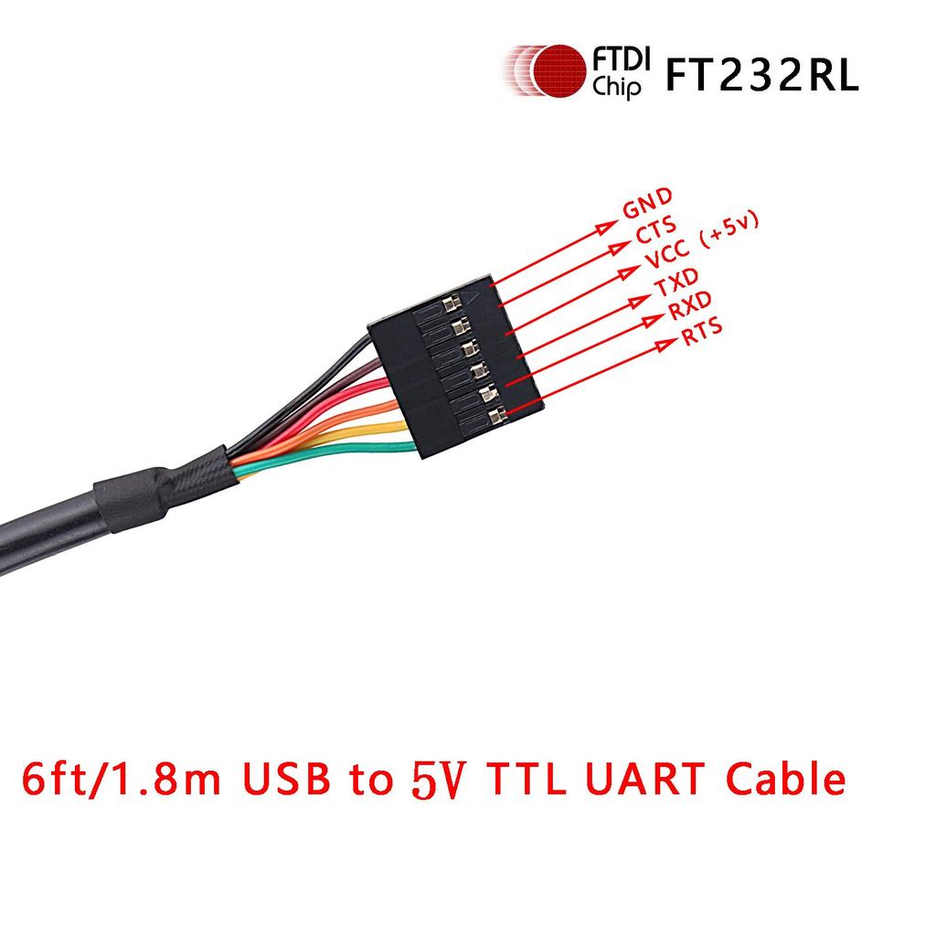 FTDI Chip USB 5V TTL UART Serial Cable 1.8m Length TTL-232R-5V Compatible Barcode Scanner Printer Computer 3-in-1 Multi-Function