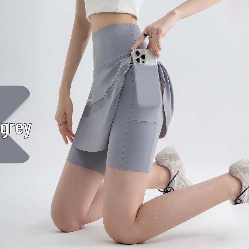 Shark Skirt-Pants: Faux Two-Piece Yoga Pants with Pockets, 2026 Spring Collection Women s Sportswear, Anti-Exposure Design. XL