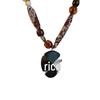Retro Paisley Leopard Print Silk Scarf Necklace with Beaded Pendant - Women's Versatile Long Sweater Chain for Autumn & Winter.