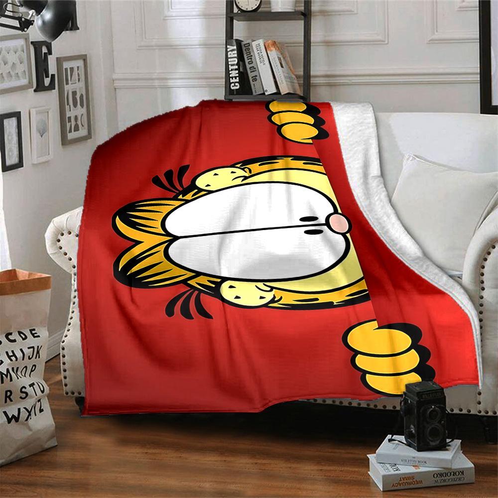 1pc Garfield Cat Flannel Throw Blanket HD Printed Lightweight Soft Warm All Season Blanket for Sofa, Bed, Travel, Camping Machine Washable