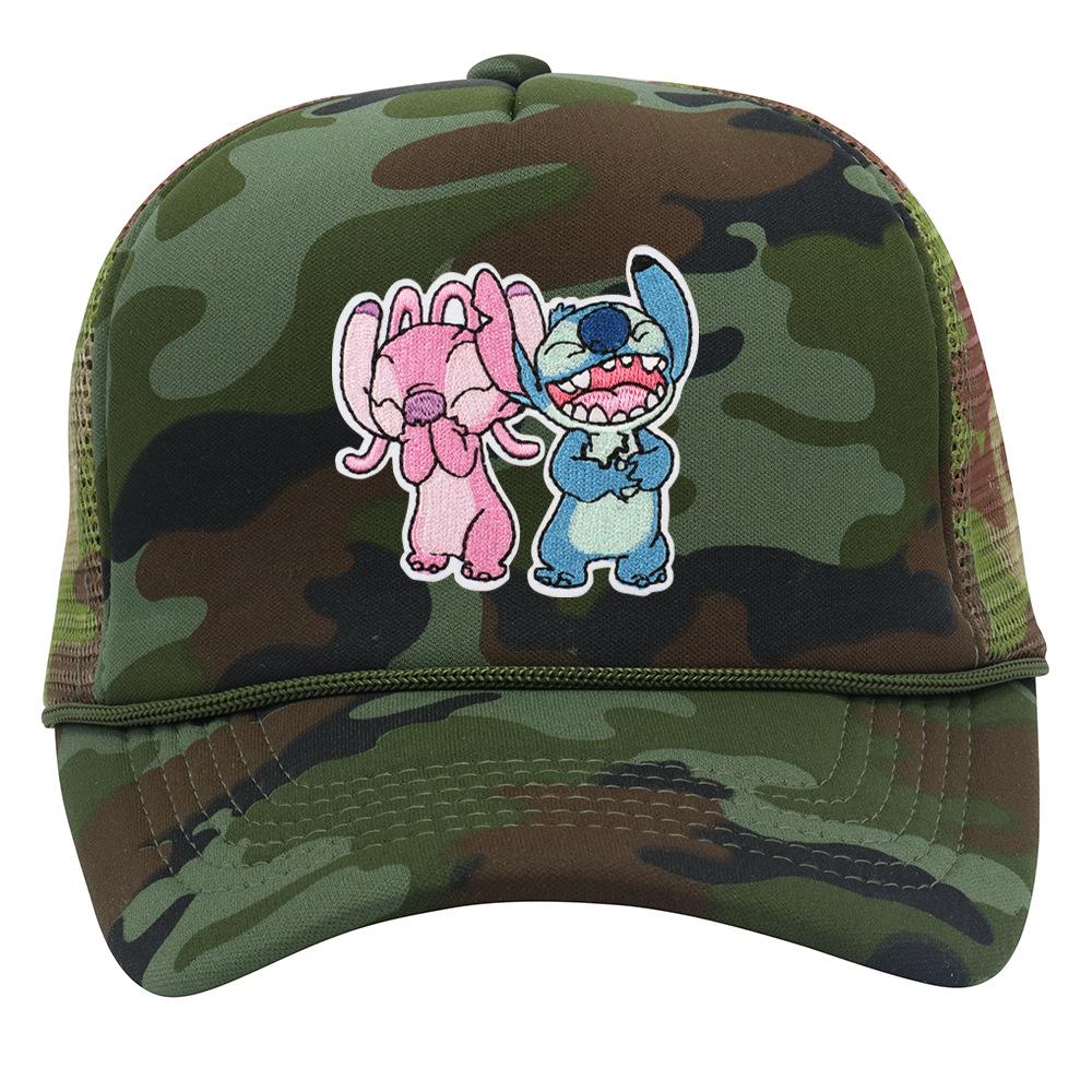 Labeling cartoon Stitch net hat color matching men's and women's baseball caps outdoor travel sunshade truck hat tide